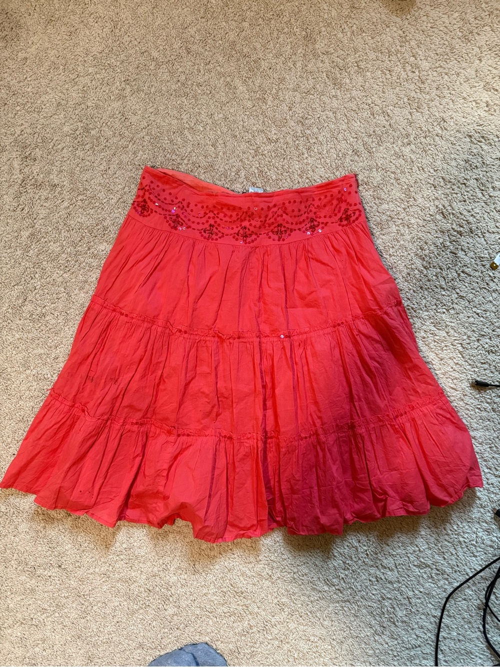 Y2K vintage boho coral skirt